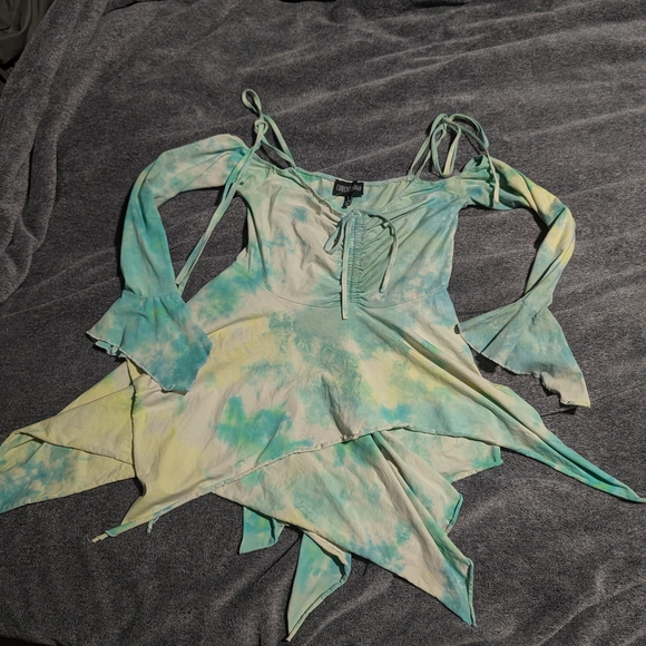 Current Mood Dresses & Skirts - Current Mood Asymmetrical Dress in Green and Yellow